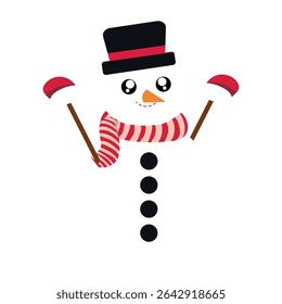 Happy snowman character icon. Vector illustration