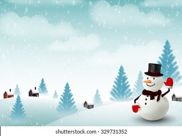 Happy Snowman Christmas background. vector