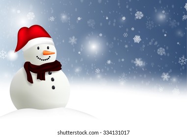 Happy Snowman Christmas background. Vector
