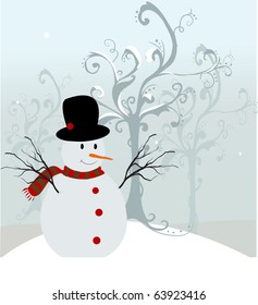 Happy snowman, christmas card