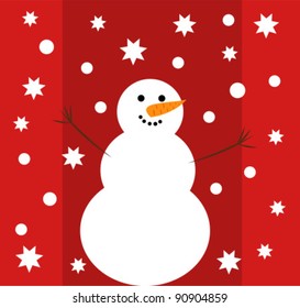 Happy snowman - Christmas card illustration