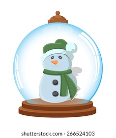 Happy Snowman in Christmas Glass Ball