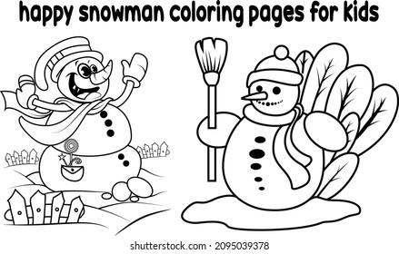 happy snowman coloring pages for kids
