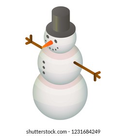 Happy snowman icon. Isometric of happy snowman vector icon for web design isolated on white background
