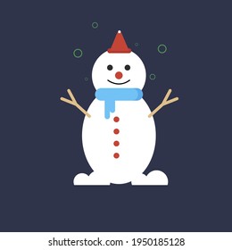 Happy Snowman, illustration, vector on white background.