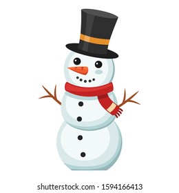 Happy snowman isolated on white background