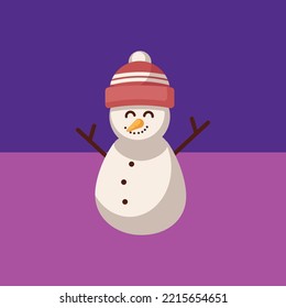 Happy snowman made on a blue and violet background