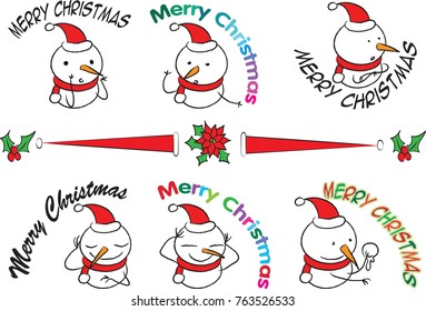 happy snowman with merry christmas 