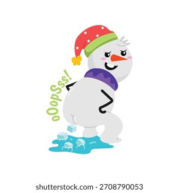 Happy Snowman Pose Vektoraufkleber Illustration.