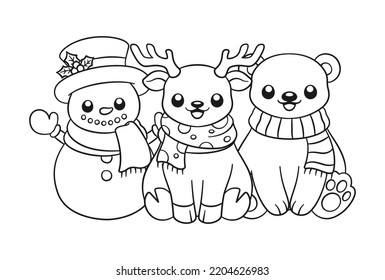 Happy snowman  reindeer