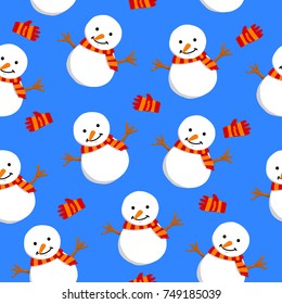 Happy snowman seamless pattern
