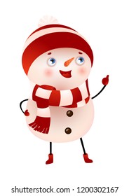 Happy snowman showing thumbs up vector illustration. Christmas, New year, childhood. Holiday concept. Vector illustration can be used for topics like winter, celebration, animation