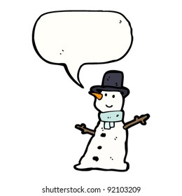happy snowman with speech bubble