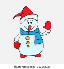 Happy snowman. Vector Illustration.