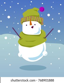 happy snowman.  vector illustration