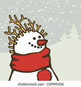 Happy Snowman wearing a rad scarf.