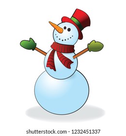 Happy Snowman - white background
