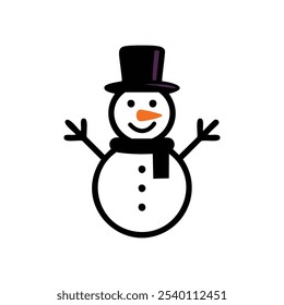 Happy snowman winter fun. Cheerful snowman, winter joy, festive season.  Symbol of happiness and cold weather.