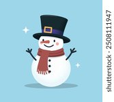 Happy Snowman Winter Wonderland Vector Art