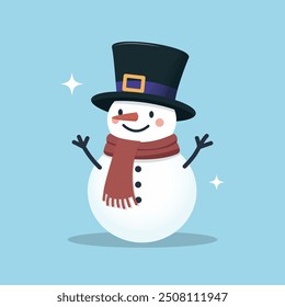 Happy Snowman Winter Wonderland Vector Art