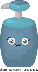 Happy soap bottle, illustration, vector on white background