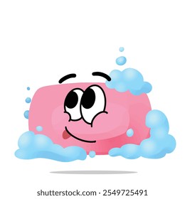feliz sabão mascote vetor ilustrações. divertido, colorido e conceito divertido. ferramentas de limpeza, lavagem, interesse, estilo de vida, educação, casa e temas de ambiente