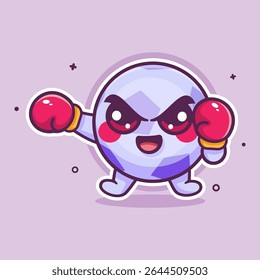 happy soccer ball character mascot playing boxing sport isolated cartoon