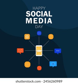 Happy social media day vector. Social media world day Vector.