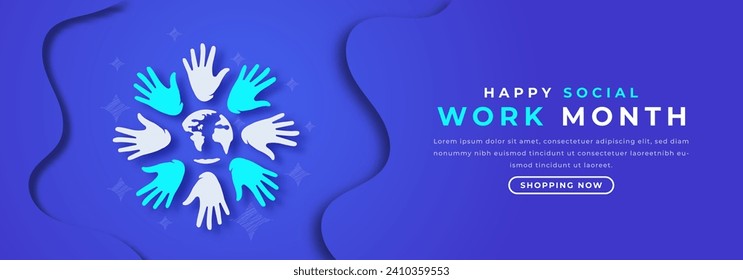 Happy Social Work Month Paper cut style Vector Design Illustration for Background, Poster, Banner, Advertising, Greeting Card