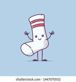 Happy sock cartoon mascot character vector illustration