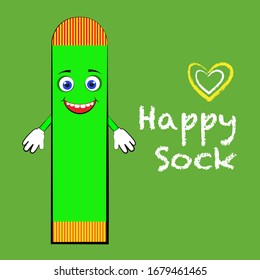 Carácter vector de sock feliz. Fondo claro. Diseño escalable. Eps 10 