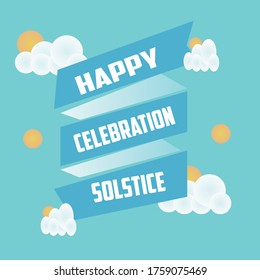 
Happy Solstice Celebration International Day Solstice Celebration. Vector illustration of a Summer Solstice celebration greeting card. in a bouquet of sun behind the clouds.