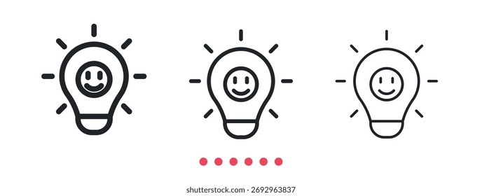 Icono de solución feliz. Vector de icono de línea delgada