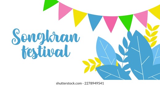 Happy Songkran day horizontal banner. vector illustration.