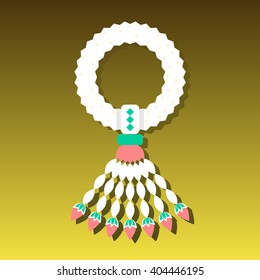 Happy Songkran Day Thai New Year background with jasmine garland vector illustration