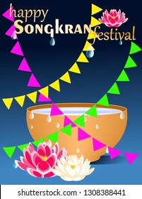 Happy Songkran festival greetings postcard