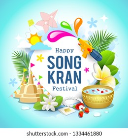Happy Songkran festival Thailand beautiful design background, vector illustration Happy Songkran festival Thailand beautiful design background, vector illustration