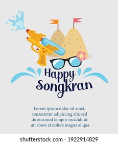 Happy Songkran festival Thailand beautiful design background, vector illustration