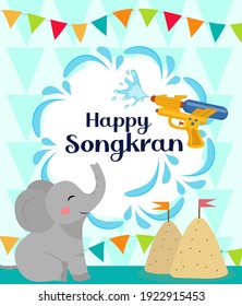 Happy Songkran festival Thailand beautiful design background, vector illustration