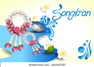 Happy Songkran Festival is the traditional Thai New Year celebrated on April / Golden Buddha statue of thailand