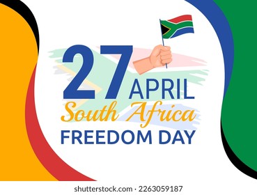 Happy South Africa Freedom Day on 27 April Illustration with Wave Flag for Web Banner or Landing Page in Hand Drawn Background Templates