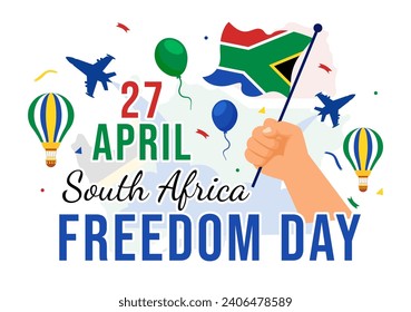Happy South Africa Freedom Day Vector Illustration on 27 April with Waving Flag and Ribbon in National Holiday Flat Cartoon Background Design