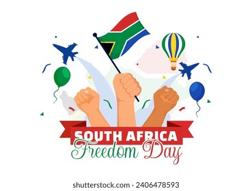 Happy South Africa Freedom Day Vector Illustration on 27 April with Waving Flag and Ribbon in National Holiday Flat Cartoon Background Design