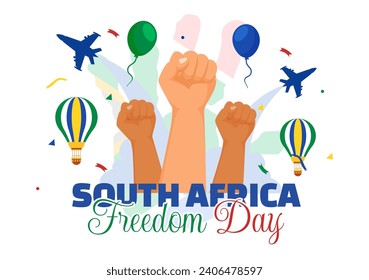 Happy South Africa Freedom Day Vector Illustration on 27 April with Waving Flag and Ribbon in National Holiday Flat Cartoon Background Design