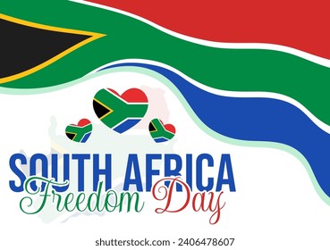 Happy South Africa Freedom Day Vector Illustration on 27 April with Waving Flag and Ribbon in National Holiday Flat Cartoon Background Design