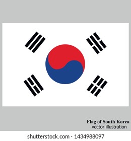 Happy South Korea day background. Bright button with flag of South Korea. Banner illustration with flag. Vector illustration.
