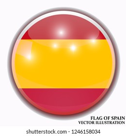 Happy Spain day background. Bright background with flag of Spain. Bright button with flag. Vector illustration.
