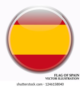 Happy Spain day background. Bright background with flag of Spain. Bright button with flag. Vector illustration.