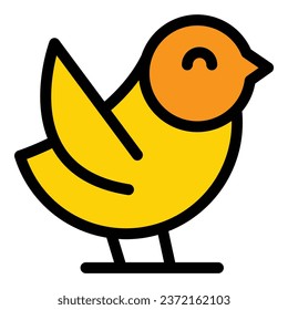 Happy sparrow icon outline vector. House tree. Small flying color flat