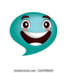 happy speech bubble smile icon isolated